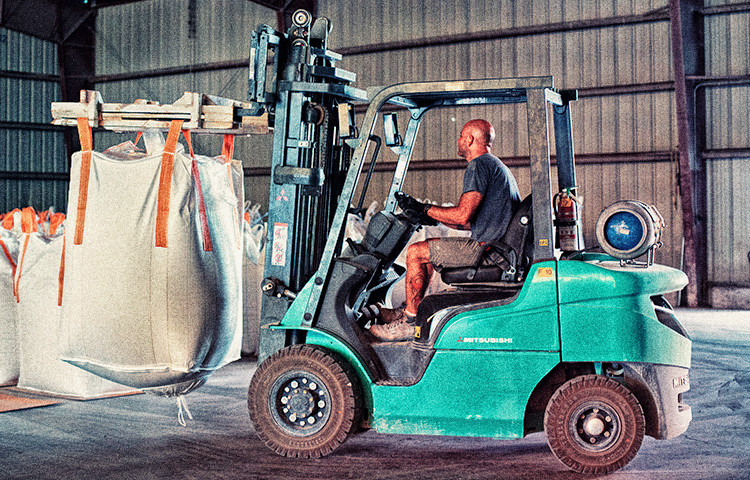 man with forklift